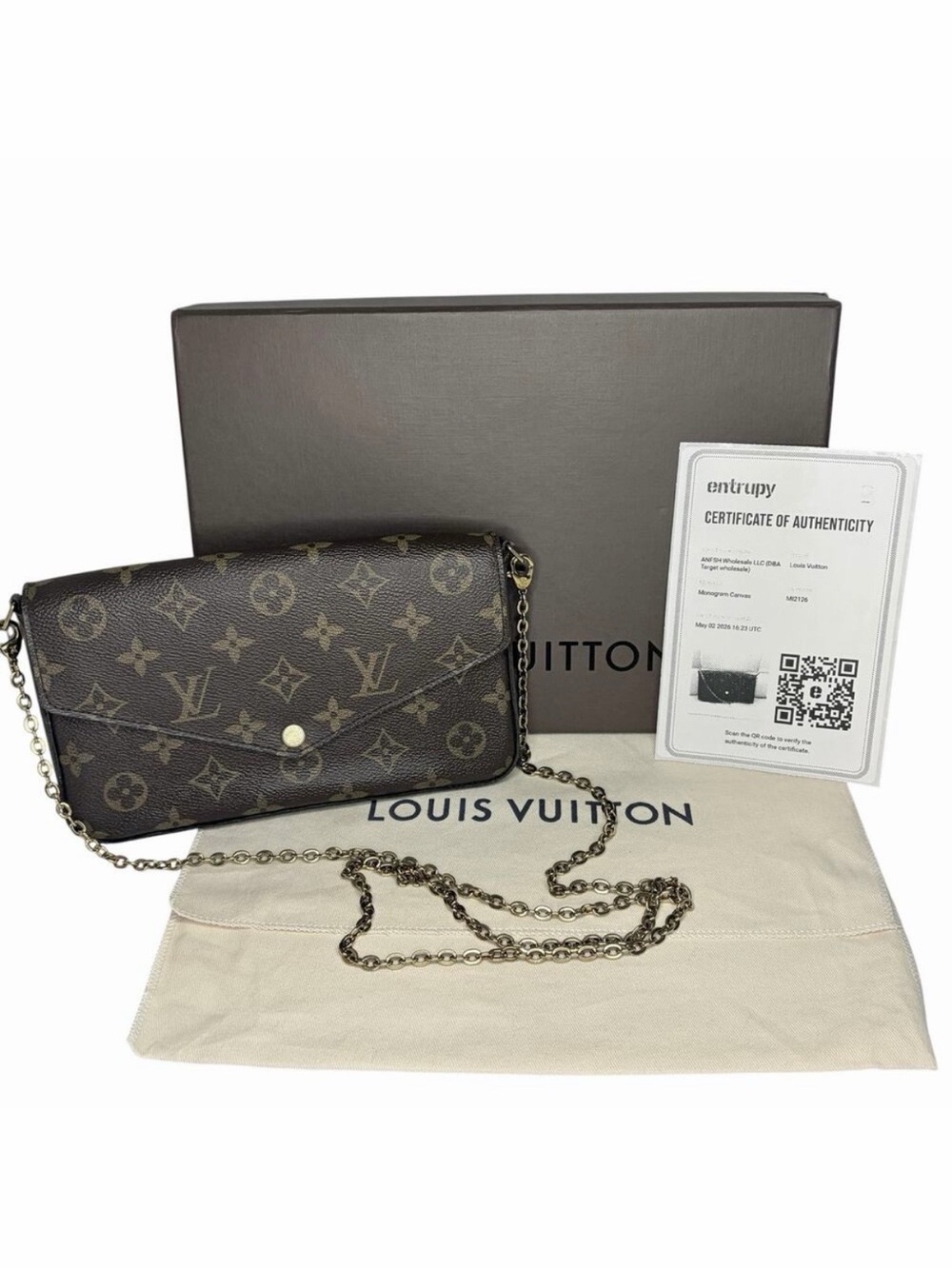 Louis Vuitton Monogram Felicie Pochette Fuchsia w/Inserts, COA, Dustbag & Box